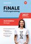 "FINALE Prüfungstraining 2027, Nordrhein-Westfalen, Zentralabitur Biologie. Frau mit DNA-Logo auf T-Shirt, lächelnd.", 1 Buch und 1 Diverse