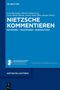 Buchtitel: "Nietzsche kommentieren: Methoden - Traditionen - Perspektiven". Blauer Hintergrund, Logos von De Gruyter und Heidelberger Akademie., Buch