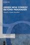 "Greek New Comedy Beyond Menander," herausgegeben von Virginia Mastellari. Blaue Textur mit geometrischen Formen., Buch