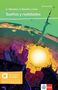 „A. Afanador, E. Barceló y otros. Sueños y realidades. Biblioteca Klett.“ Illustration: Fantastische Skyline bei Sonnenuntergang.