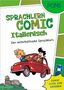 "Sprachlern Comic Italienisch", "Der unterhaltsame Sprachkurs". Comicstil: Zwei Personen in einem roten Auto nahe dem Kolosseum., Buch