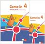 "Come in 4: Activity Book mit Mediensammlung" und "Smartbook". Illustration mit fröhlichem, orangefarbenem Wesen., Buch