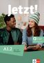 Titel: "Jetzt! Deutsch als Fremdsprache"
Text: "A1.2 Kurs- und Übungsbuch"
Zwei Personen lachen und schauen sich an., 1 Buch und 1 Diverse