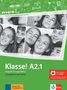 "Klasse! A2.1", Deutsch für Jugendliche. Übungsbuch mit Audios. Junge Menschen lachen, daneben grünes Illustrationsdesign.