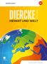 „DIERCKE ATLAS HEIMAT UND WELT“, zeigt bunte Weltkarte, gelber Hintergrund, südwestliches Europa im Fokus., Buch