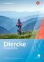 „Diercke Geographie“, Radfahrer mit Helm auf Bergweg, bewaldete Hügel im Hintergrund, Logo oben rechts., Buch