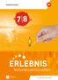7/8, ERLEBNIS Naturwissenschaften, allgemeine Ausgabe. Hand entzündet Streichholz, Feuer im Hintergrund, warmes Farbschema., Buch