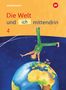 „Die Welt und ich mittendrin 4“. Illustration: Kind im Handstand auf einer Erdkugel, im All, Blumen daneben.