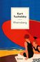 "Kurt Tucholsky - Rheinsberg." Illustration: Zwei Personen am Strand unter rotem Sonnenschirm, blauer Himmel., Buch