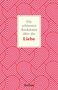 „Die schönsten Anekdoten über die Liebe“. Hintergrund: rosa und rote geometrische Herzmuster., Buch