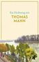 „Ein Herbsttag mit Thomas Mann“ steht oben. Darunter herbstliche Landschaft mit Bäumen an einem Flussufer., Buch