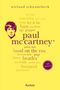 „Paul McCartney“ steht im Zentrum, umgeben von Wörtern wie „Let It Be“, „Beatles“ und „Liverpool“. Reclam unten., Buch