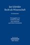 Blauer Hintergrund mit weißem Text: "Jan Schröder, Recht als Wissenschaft, Ein Kommentar." Herausgeber: Marietta Auer, Ralf Seinecke, Stefan Vogenauer. Theoriemosaike. Mohr Siebeck., Buch