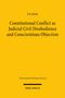 Text: "Constitutional Conflict as Judicial Civil Disobedience and Conscientious Objection." Gelber Hintergrund, schwarzer Text., Buch