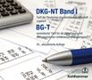 DKG-NT Band I, BG-T Tarifangaben, Stift und Taschenrechner auf Rechnungen, Text über Tarife und Versicherung., Buch