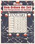 "Vom Ordnen der Zeit: Eine Weltgeschichte der Kalender. JANUARI Kalender. Illustration mit roten und blauen Mustern.", Buch