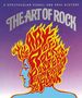 Text: "THE ART OF ROCK" und "A SPECTACULAR VISUAL AND ORAL HISTORY". Illustration eines Kopfes mit flammenförmigem Haar., Buch