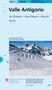 "Valle Antigorio" steht groß im Zentrum. Unten eine winterliche Bergszene mit zwei Personen im Schnee., Karten