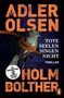 „Tote Seelen singen nicht“ von Adler Olsen und Holm Bolther. Ein gefesselter Vogel vor dunklem Hintergrund. Thriller., Buch