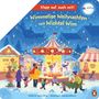"Klapp auf, such mit! Wimmelige Weihnachten mit Wichtel Wim." Weihnachtsmarkt mit Karussell, Lichtern und Menschen., Buch