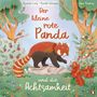 „Der kleine rote Panda und die Achtsamkeit“ steht in einem illustren Wald mit einem neugierigen roten Panda., Buch