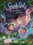 "Spooky Girls - Ein kuscheliges Geheimnis". Drei Mädchen schweben über einem Garten, darunter blättert ein Hund aus dem Gebüsch., Buch