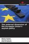 Titel: "The external dimension of the European Union’s asylum policy". Autoren: Mauro Fazzari, Victoria Perros, Elise El-Khoury. Oben ist ein Logo. Eine EU-Flagge mit Dominosteinen., Buch