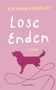 Kim Andrea Brofeldt, Lose Enden, Roman. Rosa Hintergrund, gestickter Hund mit losem Faden und Nadel darunter.
