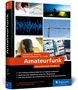 Buchcover "Amateurfunk: Das umfassende Handbuch". Bilder zeigen Funkausrüstung, Antennen und technische Diagramme., Buch