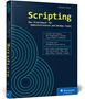 "Scripting: Das Praxisbuch für Administratoren und DevOps-Teams." Dunkelblaues Design mit hellblauen Kreisen., Buch