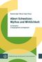 Titel: "Albert Schweitzer: Mythos und Wirklichkeit". Grün-gelbliches Design mit geschwungenen Formen., Buch