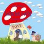 Text: "Luise hat's eilig", "Die Geburtstagseinladung", "Schnecken-POST". Illustration: Schneckenhaus als Postamt.