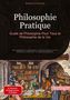 "Philosophie Pratique: Guide de philosophie pour tous et philosophie de la vie." Illustration einer Bibliothek., Buch