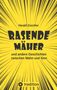 "Harald Zoschke: Rasende Mäher und andere Geschichten zwischen Wahn und Sinn." Gelber Hintergrund, dynamische schwarze Linien.