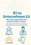 "KI im Unternehmen 2.0: Was Führungskräfte jetzt wirklich wissen müssen." Oben eine schematische Abbildung eines Gehirns. Unten vier Symbole: Roboter für "GENERIC AI", eine Person für "AGENTIC AI", orange Roboter für "AI-AGENTS", Waage für "BIAS"., Buch