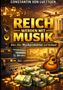 Buchtitel von Constantin von Luettgen. "Reich werden mit Musik." Musik-Produktion, Geldstapel und eine Gitarre im Studio., Buch