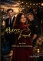 #Love Found. Am Ende bleibt nur die Entscheidung. Drei Menschen im Vordergrund, Stadt bei Sonnenuntergang im Hintergrund., Buch