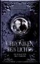 "CHRONIKEN DES LICHTS. IM SCHATTEN DES THRONS." Oben der Name "CATHRIN HARRISON". Dekoratives, dunkles Design mit Ornamenten., Buch