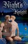 Text: "Night’s Knight, Hamiko Sato." Zwei Männer küssen sich in einem See bei Nacht, umgeben von Seerosen und Kerzenlicht., Buch
