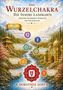 Texte: "Das Wurzelchakra", "Die Innere Landkarte", "Das Chakraland". Tarot-Landkarte mit Bergen, Fluss und Tempel., Buch
