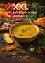Text: "XXL Anti-entzündliches Kochbuch: 140 Rezepte". Abgebildet: frisches Gemüse, Kräuter, Lachs und eine Suppe., Buch