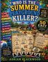 "Who is the Summer Playground Killer?" Anzeige mit buntem Spielplatz im Hintergrund. Logo-ähnliche Gestaltung., Buch