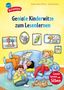 „Geniale Kinderwitze zum Lesenlernen. Lesen lernen mit Silben.“ Kinder lachen auf einem Sofa, Bilder hängen an der Wand., Buch