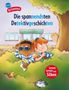 Text: "Die spannendsten Detektivgeschichten". Zwei Kinder mit Fernglas und Notizblock beobachten hinter einem Busch., Buch