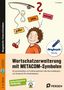 "Wortschatz­erweiterung mit METACOM-Symbolen. Sonderpädagogische Förderung. Illustration mit Kind und Symbolen."