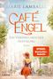 "Café Engel: Ein Versprechen der Hoffnung". Frau in Sommerkleidung in einer einladenden, sonnigen Straßenszene., Buch