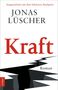 Text: „Ausgezeichnet mit dem Schweizer Buchpreis“, „JONAS LÜSCHER“, „Kraft“, „Roman“, ein schwarzer Riss zieht sich diagonal über die weiße Fläche.