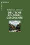 "Sebastian Conrad: DEUTSCHE KOLONIALGESCHICHTE." Illustration: Landschaft mit Palmen und Berg im Hintergrund., Buch