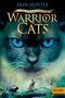 „Warrior Cats“, „Ein sternenloser Clan“, „Fluss“. Drei Katzen auf einer grünen, mystischen Waldlandschaft., Buch