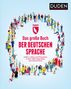 Illustration mit dem Text: "Das große Buch der deutschen Sprache" umgeben von einer Vielfalt bunter Menschenfiguren.